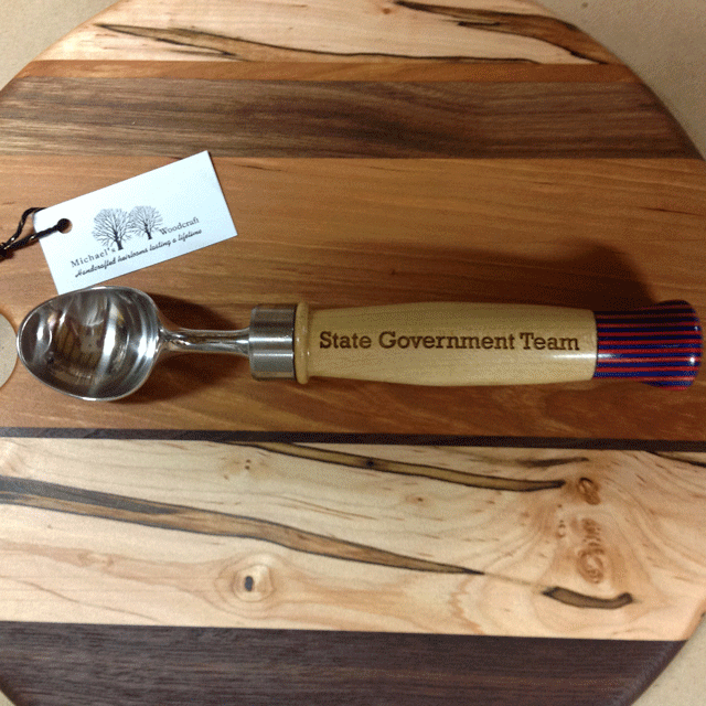Personalized-laser-engraved-ice-cream-scoop-Michael's-Woodcraft